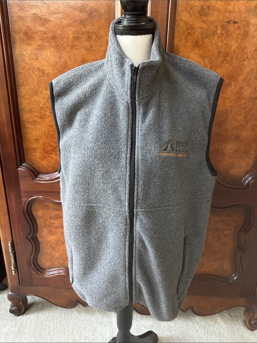 Port & Company Gray Fleece Vest with BVP Logo